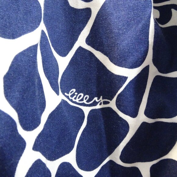 Lilly Pulitzer Skirt Size 6 Blue White Animal Print Pleated Waist Modest Church - Picture 5 of 5